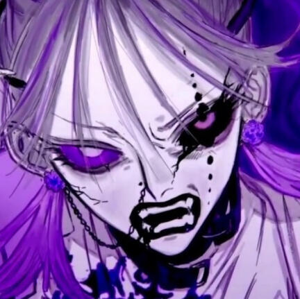 A headshot of Misaki from the music video Bocca Della Verita, drawn by WOOMA. She is looking at the viewer with a furious face.